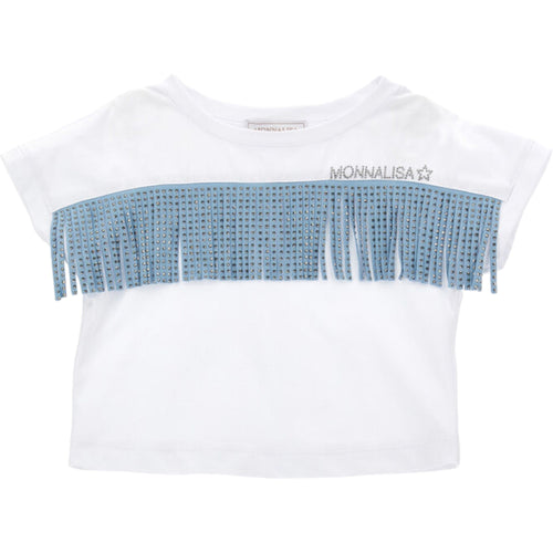 MONNALISA Monnalisa - T-shirt Frange Bia/celeste 9958 11C604 3206 da bambino