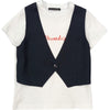 Daniele Alessandrini - T-shirt Bianca Con Gilet Blu 1296M00073 da bambino
