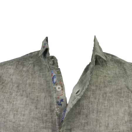 BOB Bob - Camicia Lino Collo Francia Militare R00403 da uomo