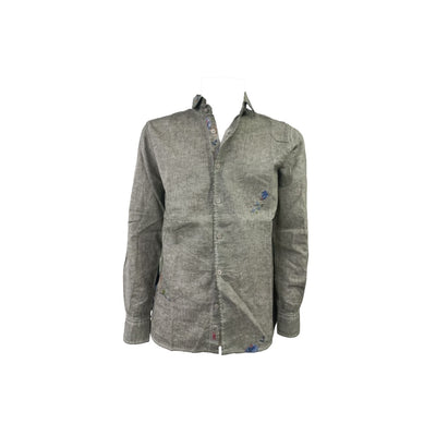 BOB Bob - Camicia Lino Collo Francia Militare R00403 da uomo