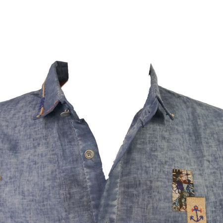 BOB Bob - Camicia Lino Denim R00404 da uomo