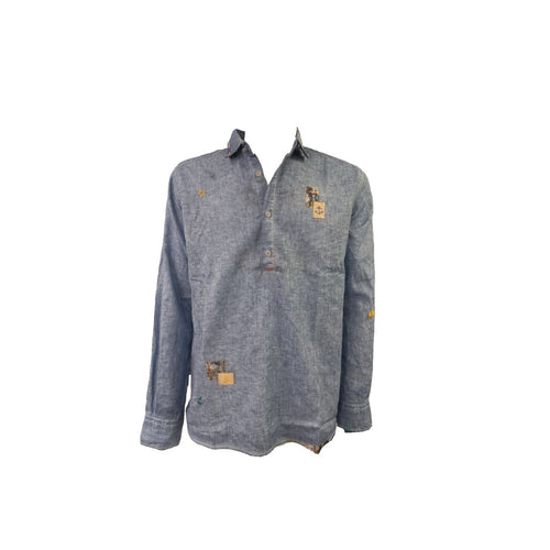 BOB Bob - Camicia Lino Denim R00404 da uomo