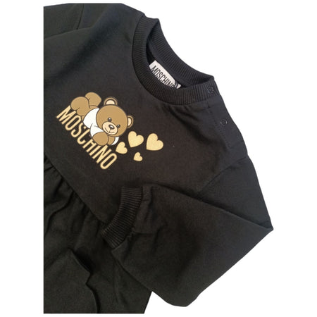 moschino Moschino - Abito Nero 60100 Orso/cuori MDV0BL LDA16 da bambino