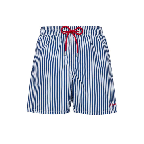 SAINT BARTH Saint Barth - Boxer Mare A Righe Bianco/blu GUSAVIA da uomo