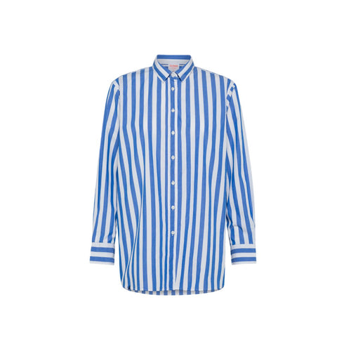 SUN68 Sun68 - Camicia Over Righe Bianco/avio S34211 da donna