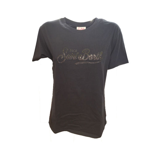 SAINT BARTH Saint Barth - T-shirt Strass Nero 00 05141F da donna