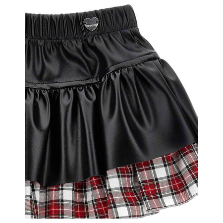 MONNALISA Monnalisa - Gonna Ecopelle Nero/tartan Rosso 31D703 4404 da bambino