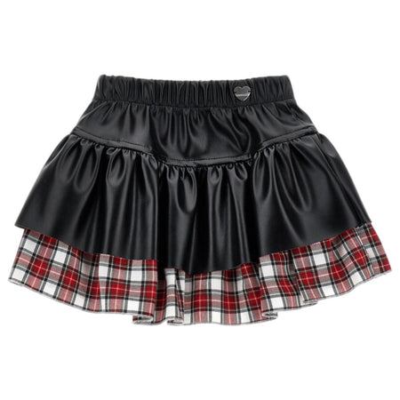 MONNALISA Monnalisa - Gonna Ecopelle Nero/tartan Rosso 31D703 4404 da bambino