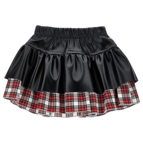 MONNALISA Monnalisa - Gonna Ecopelle Nero/tartan Rosso 31D703 4404 da bambino