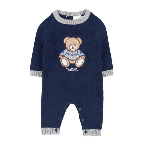 NANAN Nanan - Tutina In Filo Blu C/orsetto I24104 da bambino