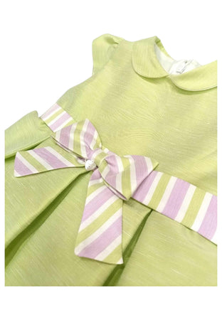 NINNAOH Ninnaoh - Abito Verde In Raso/lino E25AB49 da bambino