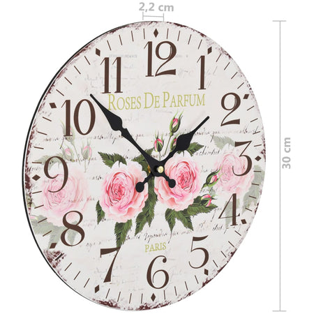 vidaXL Orologio da Parete Vintage Fiore 30 cm