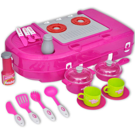 vidaXL Cucina Giocattolo per Bambini con Effetti Luce/Suoni Rosa