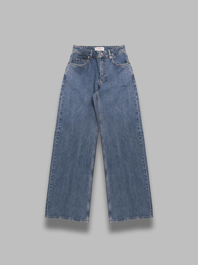 MARINE SERRE moon laser blue wash denim high waist flare jeans da donna