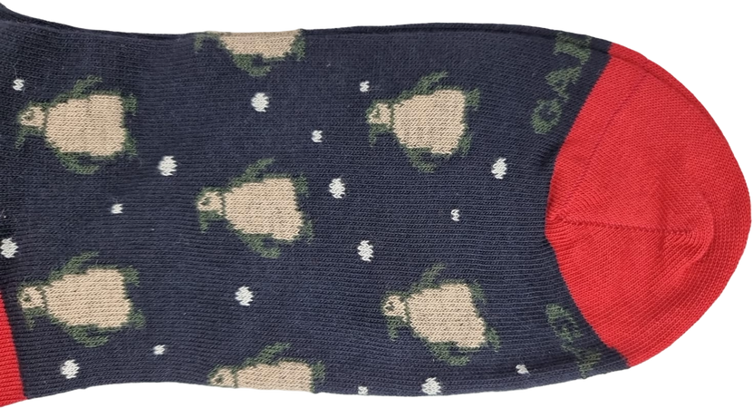 Calze Lunghe Uomo Gallo - Fantasia Pinguini Blu/Beige - Made in Italy