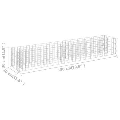 vidaXL Gabbione Letto Rialzato in Acciaio Zincato 180x30x30 cm