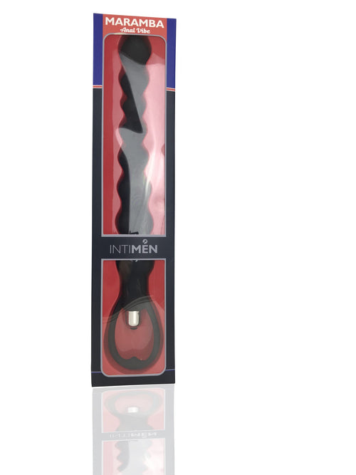 Plug anale sonda XL 36 cm Maramba progressivo a sfere nero 10 vibrazioni