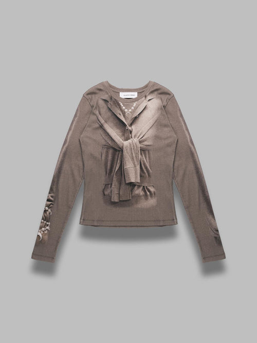 MARINE SERRE trompe l'oeil jersey ls t-shirt da donna
