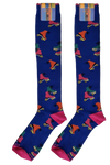 Calze Lunghe Uomo Gallo - Fantasia Pattini a rotelle - Blu cobalto/fucsia