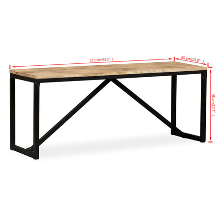 vidaXL Panca in Legno Massello di Mango 110x35x45 cm