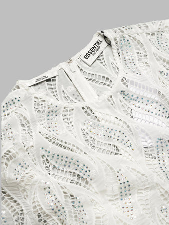 ESSENTIEL ANTWERP hanover lace top - shell: 100% polyester undertop: 100% viscose rhinestones: 100% glass made in china da donna