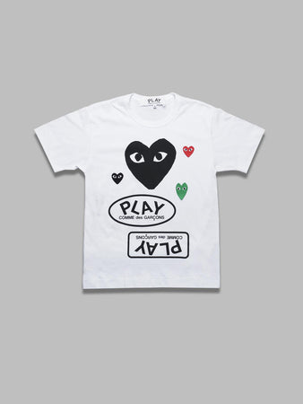 COMME DES GARCONS PLAY t-shirt red, black, green emblem knit da uomo