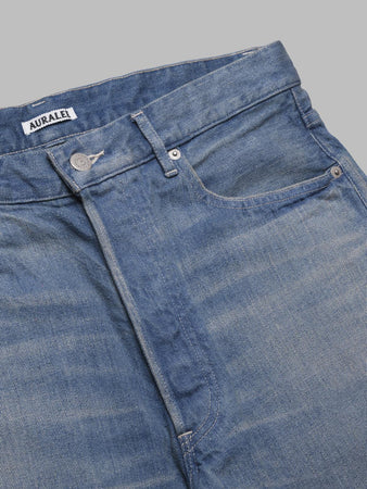 AURALEE selvedge faded light wide denim da uomo
