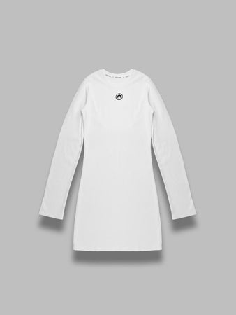 MARINE SERRE moon logo ribbed jersey ls mini dress da donna