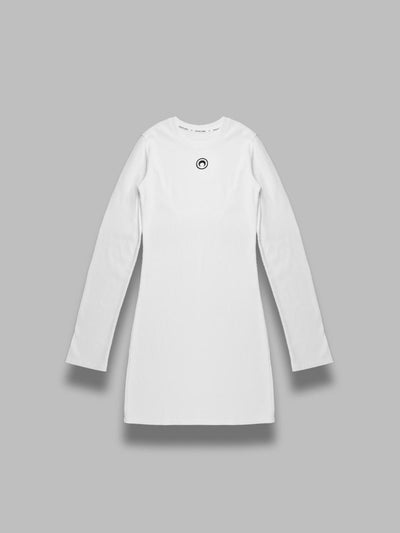 MARINE SERRE moon logo ribbed jersey ls mini dress da donna