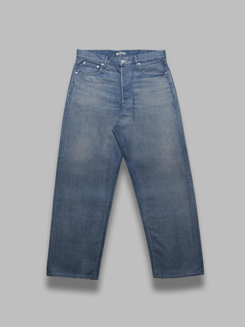 AURALEE selvedge faded light wide denim da uomo