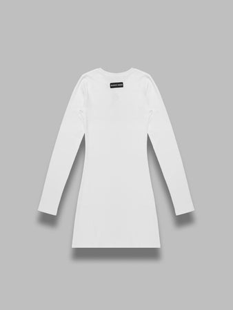 MARINE SERRE moon logo ribbed jersey ls mini dress da donna