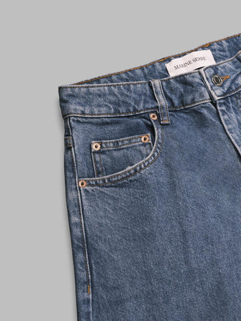 MARINE SERRE moon laser blue wash denim high waist flare jeans da donna