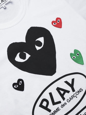 COMME DES GARCONS PLAY t-shirt red, black, green emblem knit da uomo