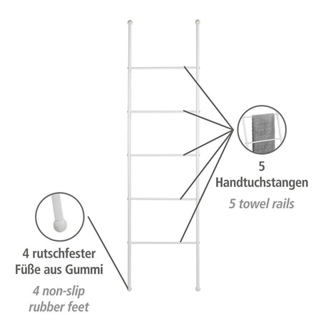 Scala decorativa in acciaio verniciato porta asciugamani da bagno h 154 cm