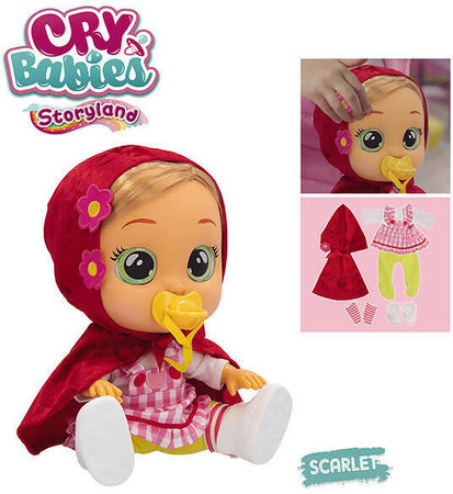 Imc Toys Cry Babies Storyland 2.0 Scarlet Bambola per Bambine Con Capelli Veri
