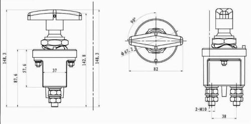 Interruttore staccabatteria ad azionamento manuale con maniglia fissa 250A