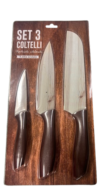 MASTER CASA SET 3 COLTELLI LAMA ACCIAIO RIVESTIMENTO ANTIADERENTE