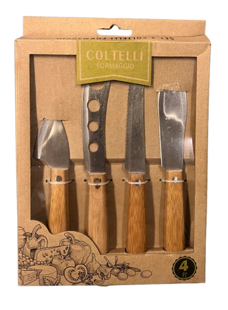 MASTER CASA - SET 4 COLTELLI LAMA ACCIAIO MANICO IN BAMBOO