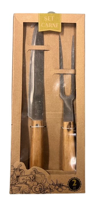 MASTER CASA - SET ACCESSORI CARNE FORCHETTONE E COLTELLO IN ACCIAIO