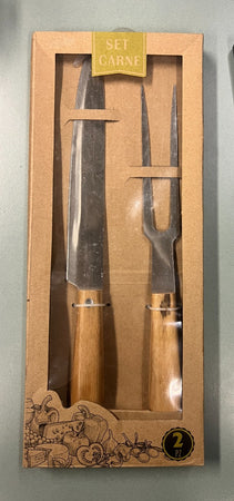 MASTER CASA - SET ACCESSORI CARNE FORCHETTONE E COLTELLO IN ACCIAIO