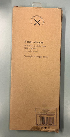 MASTER CASA - SET ACCESSORI CARNE FORCHETTONE E COLTELLO IN ACCIAIO