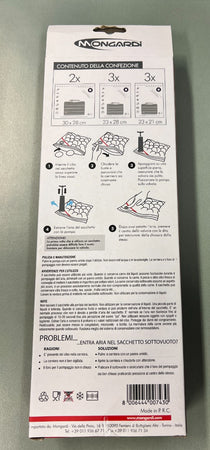 MONGARDI - 8 SACCHETTI PER SOTTOVUOTO ALIMENTI CON VALVOLA LAVABILI E RIUTILIZZABILI MISURE ASSORTITE