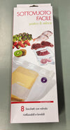 MONGARDI - 8 SACCHETTI PER SOTTOVUOTO ALIMENTI CON VALVOLA LAVABILI E RIUTILIZZABILI MISURE ASSORTITE
