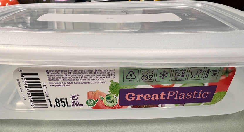 GREATPLASTIC CONTENITORE PER ALIMENTI RETTANGOLARE 24,5x16,5x6 CM