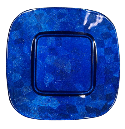 PIATTO PIANO FRUTTA IN VETRO COLORATO BLU 21X21 CM