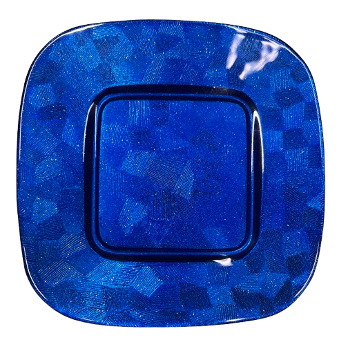 PIATTO PIANO FRUTTA IN VETRO COLORATO BLU 21X21 CM