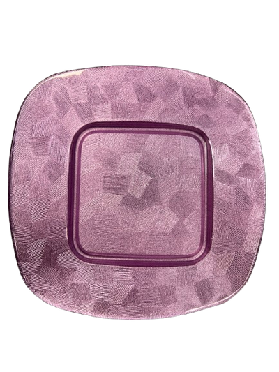 PIATTO PIANO FRUTTA IN VETRO COLORATO ROSA 21X21 CM