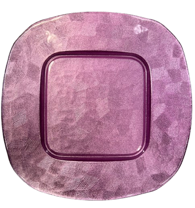 PIATTO PIANO IN VETRO COLORATO ROSA 26X26 CM
