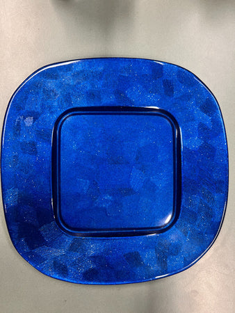 PIATTO PIANO IN VETRO COLORATO BL U 26X26 CM