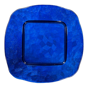 SOTTOPIATTO IN VETRO COLORATO BLU 30X30CM